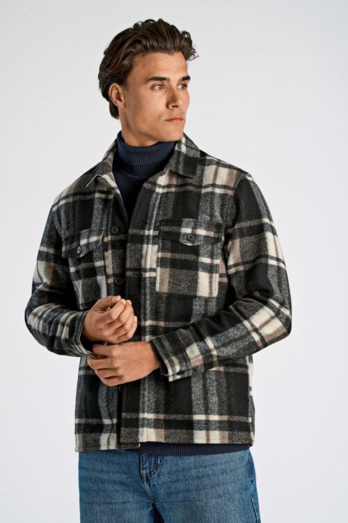 Brushed check overshirt