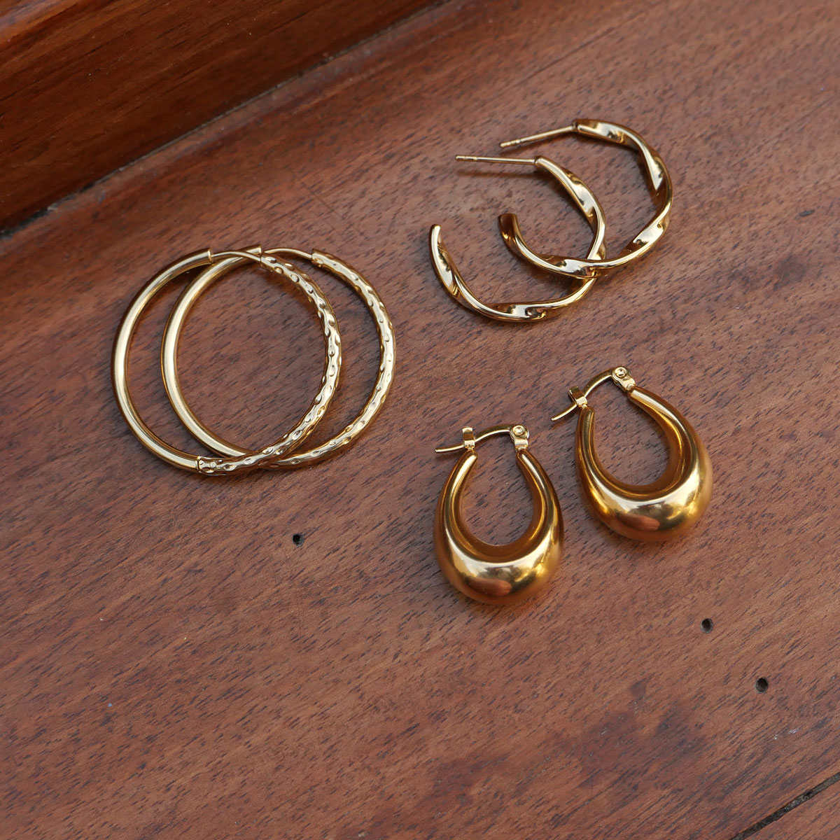 Earr, hoop MM structured, steel GP