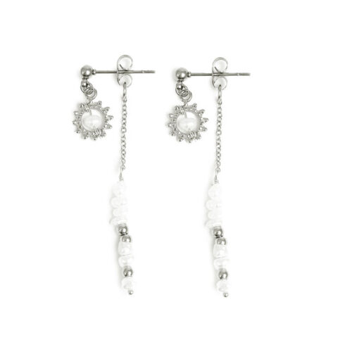 Earr. Stud w/FW beads steel