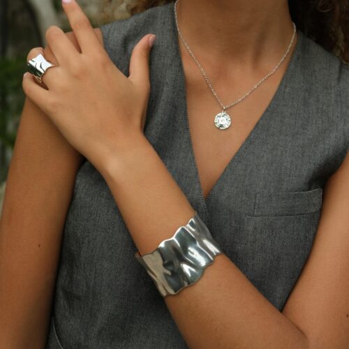 Bracelet, adj. "Sculptured" Cuff, SP