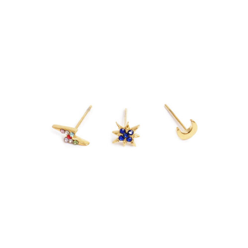Earr, tripple studs symbols steel GP