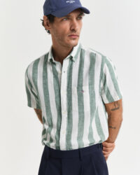 REG COTTON LINEN STRIPE SS SHIRT