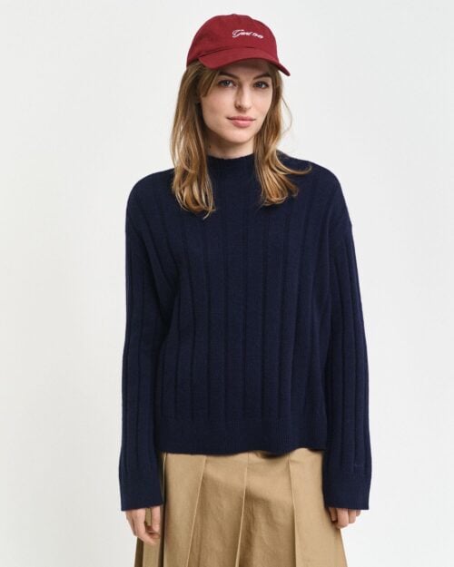 WIDE RIBBED WOOL STAND COLLAR