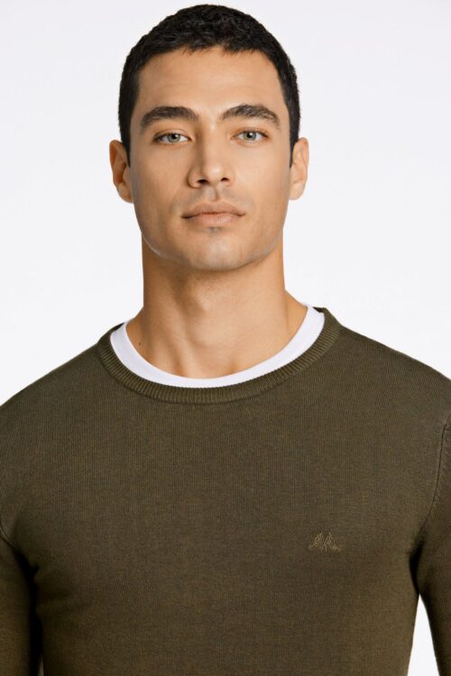 Melange round neck knit