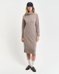 HERRINGBONE DETAIL ROLLNECK DRESS