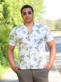 Linen blend AOP S/S shirt