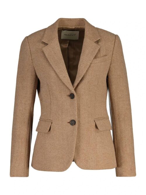 SLIM WOOL BLEND HERRINGBONE BLAZER