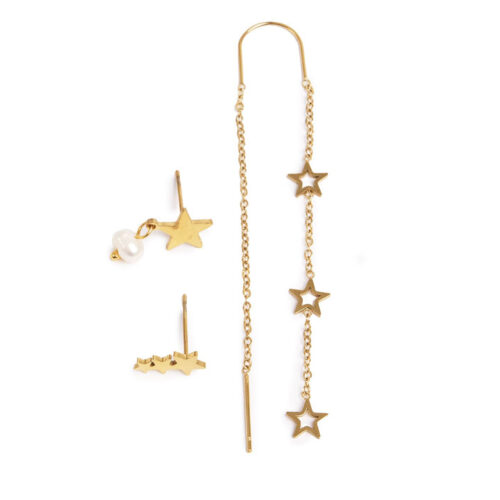 Earr, set of 3 w/star steel GP