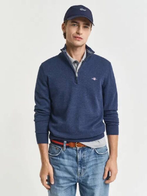 Klassisk Bomullsgenser Med Half-Zip