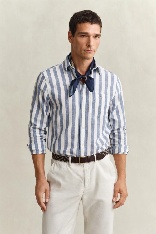 Reg Cotton Linen Stripe Shirt
