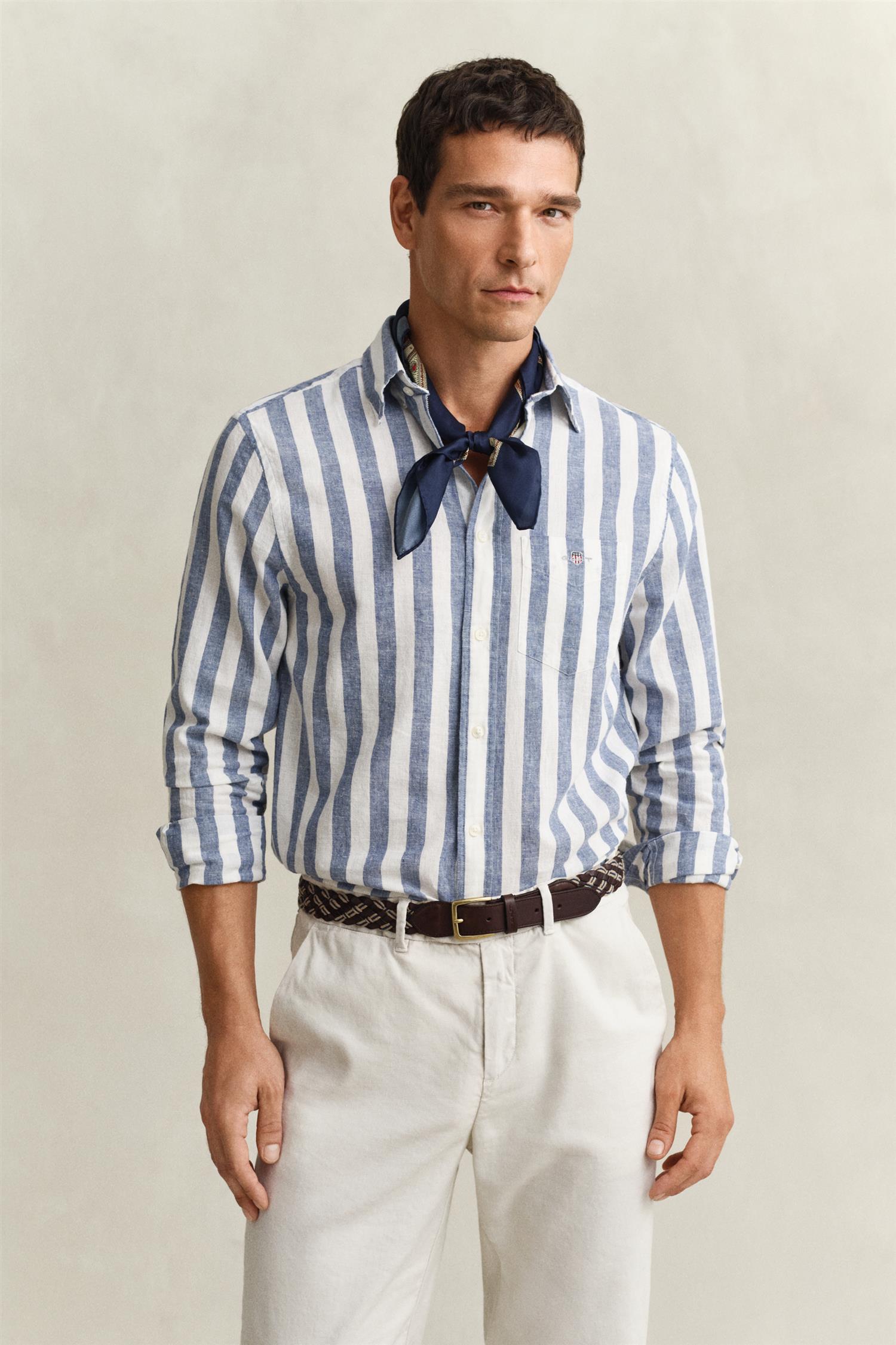 Reg Cotton Linen Stripe Shirt