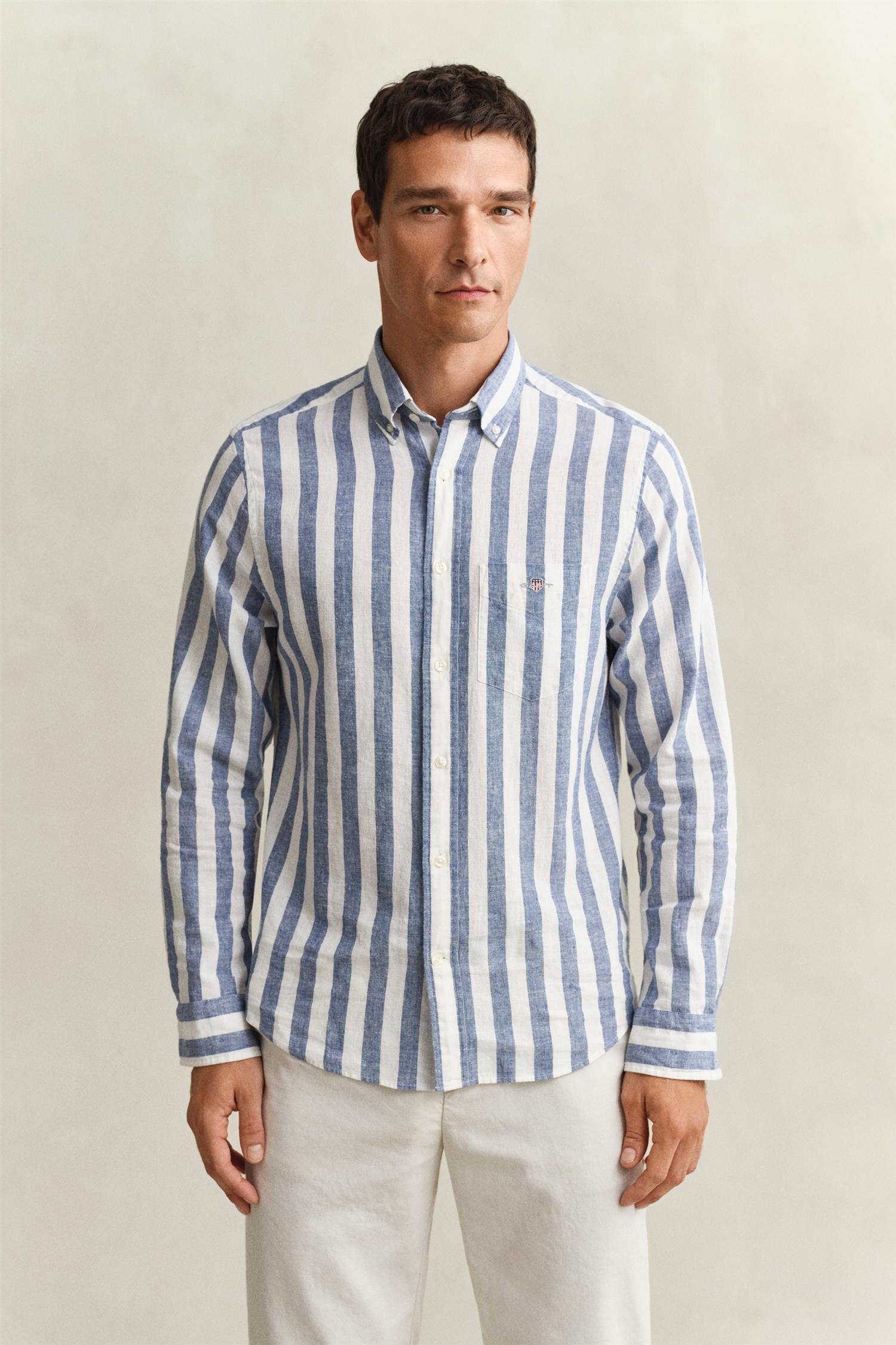 Reg Cotton Linen Stripe Shirt