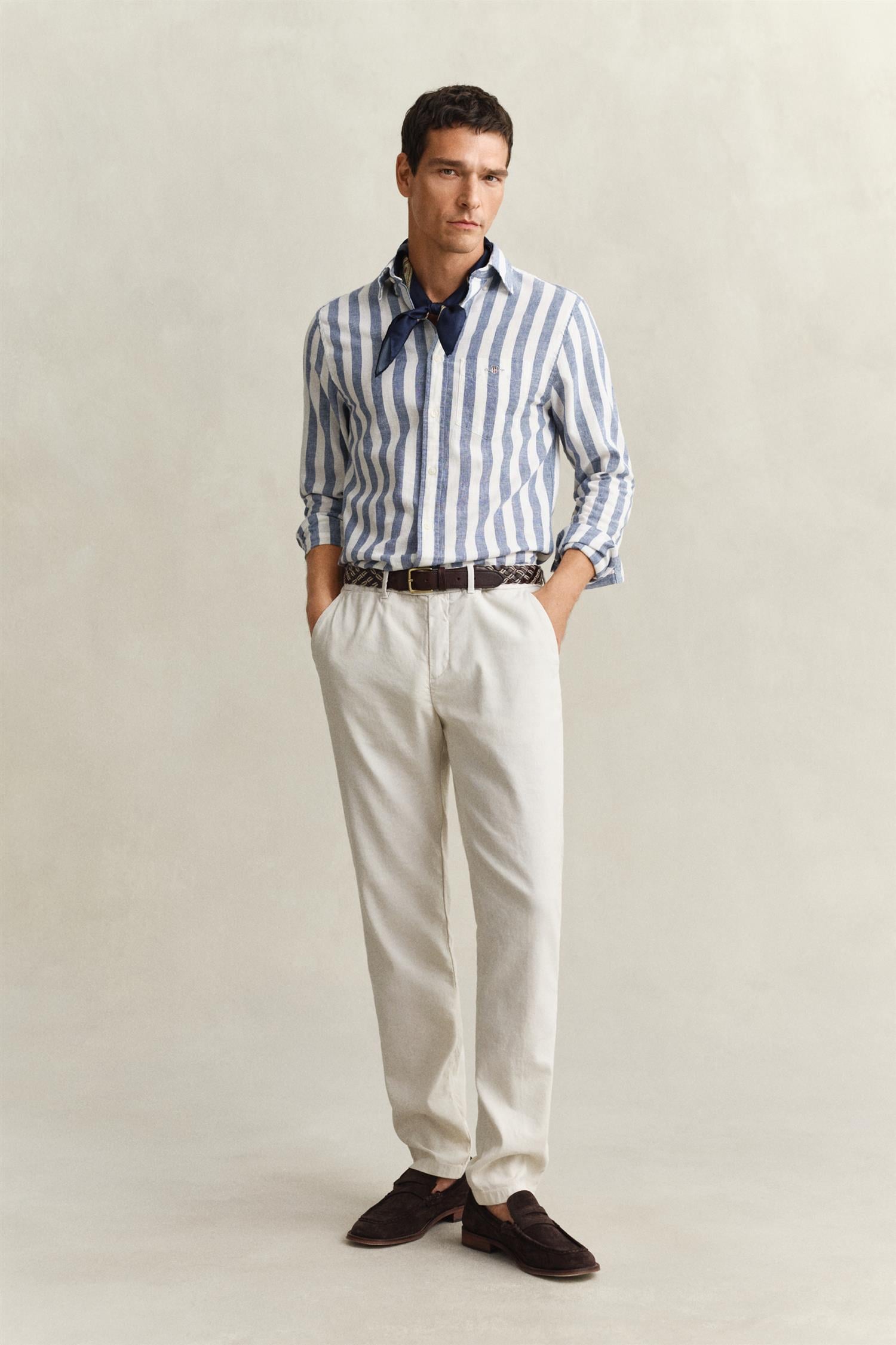 Reg Cotton Linen Stripe Shirt