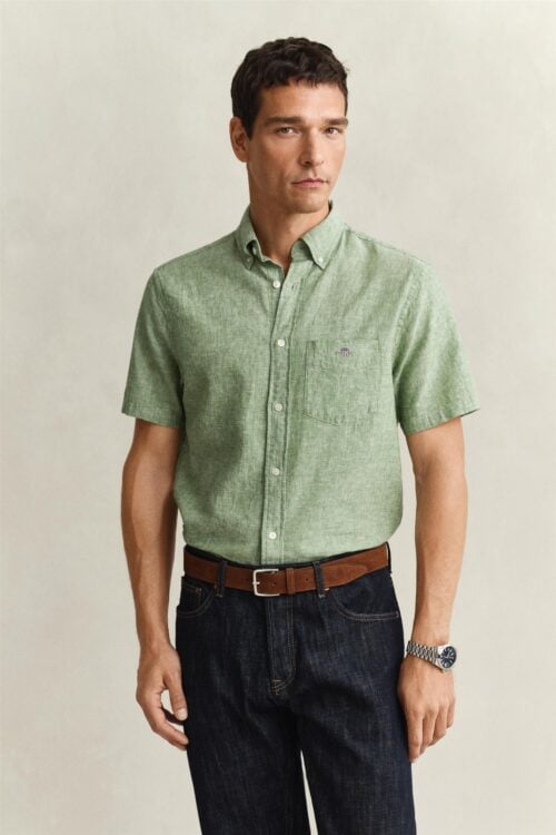 Reg Cotton Linen Ss Shirt