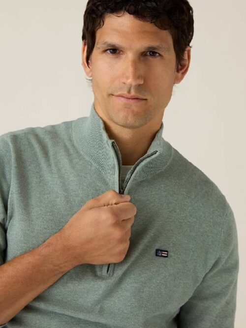 Cotton Half-Zip Knitted Sweater