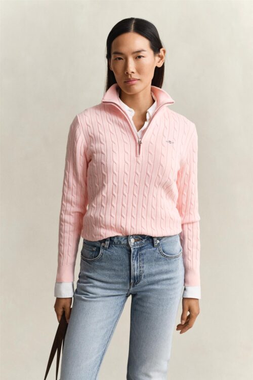 Stretch Cotton Cable Half-Zip
