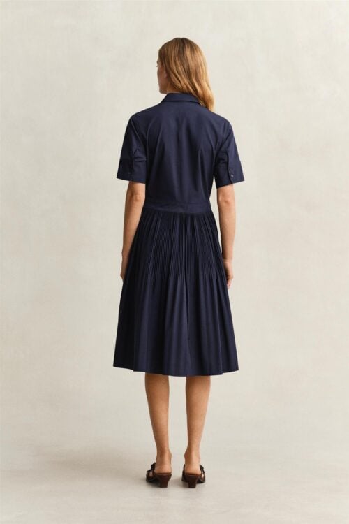 Ctn Pleated Ss Shirt Dress