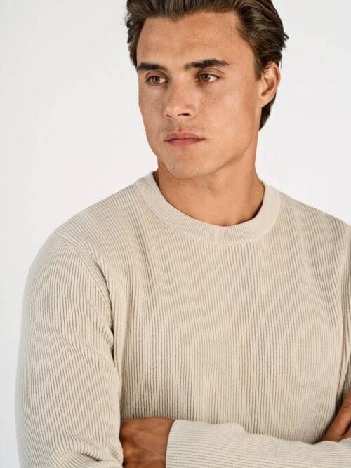 Rib knitted o-neck knit