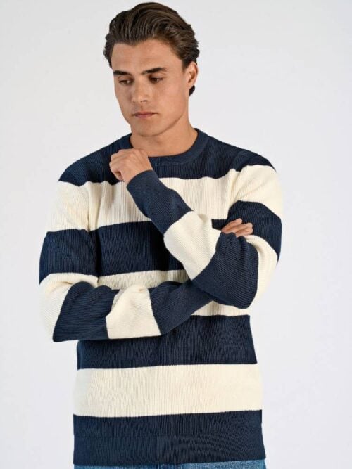 Rib knitted block stripe knit