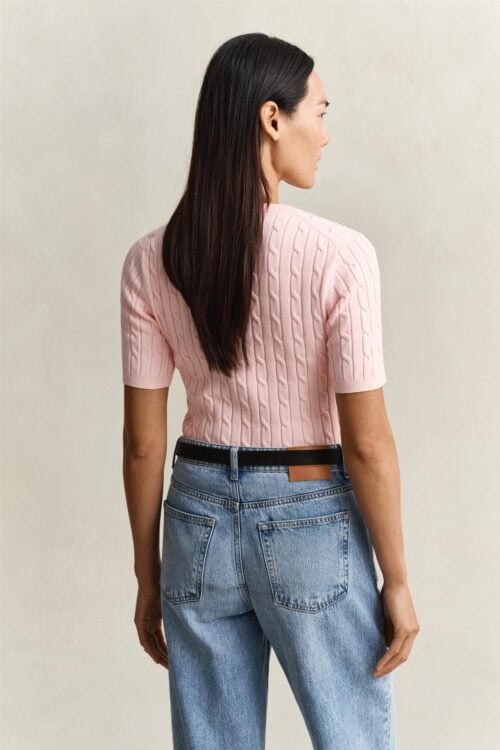 Stretch Cotton Cable Ss C-Neck