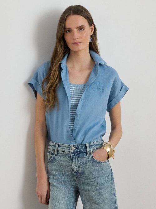 BROONO-SHORT SLEEVE-BUTTON FRONT SHIRT