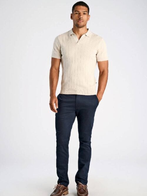 Open collar knitted polo S/S