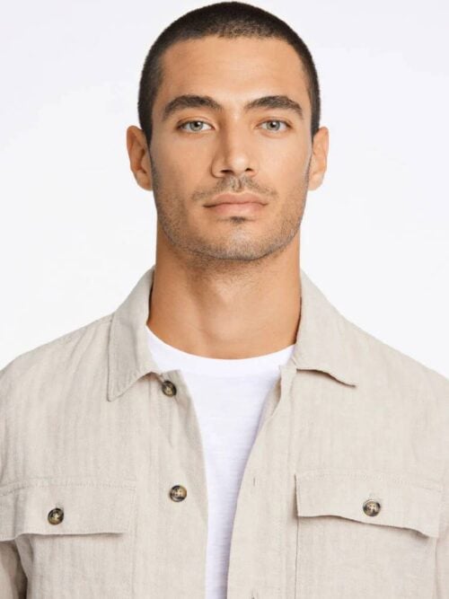 Linen blend overshirt L/S