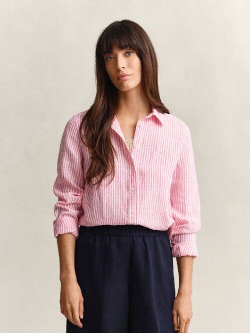 Reg Striped Linen Ls Shirt
