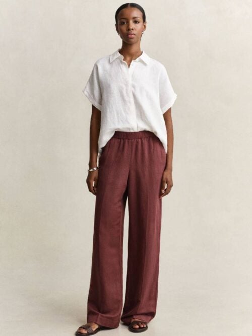 Linen Blend Pull On Pants