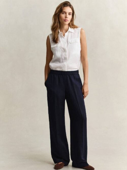 Linen Blend Pull On Pants