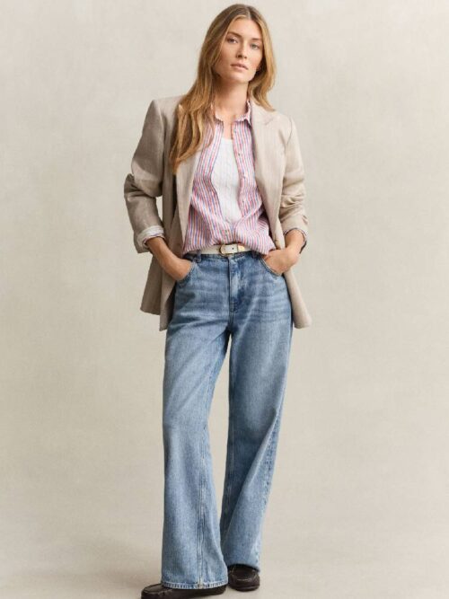 Reg Striped Linen Ls Shirt