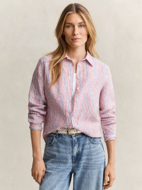 Reg Striped Linen Ls Shirt