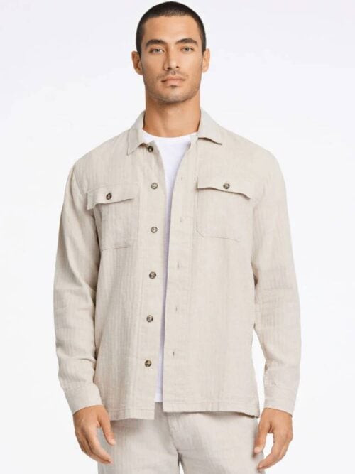 Linen blend overshirt L/S