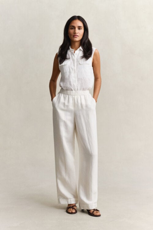 Linen Blend Pull On Pants