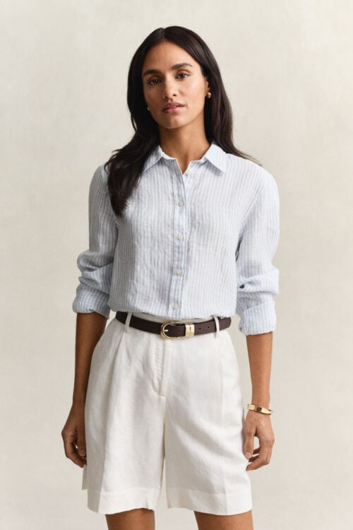 Reg Striped Linen Ls Shirt